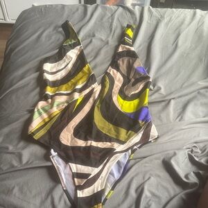 Emilio Pucci Bodysuit in Yellow, Blue, and Black